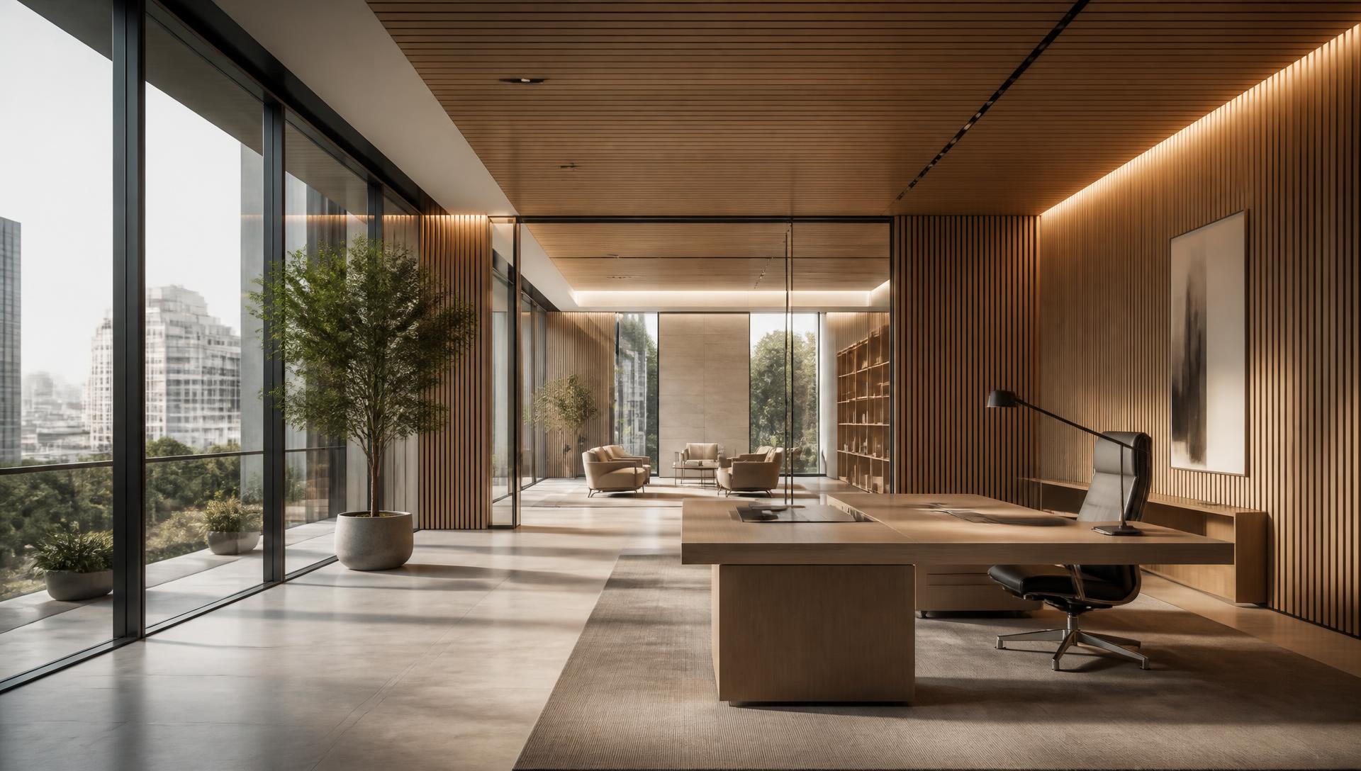 Modern workplace interior delivered through the OFFIQ platform